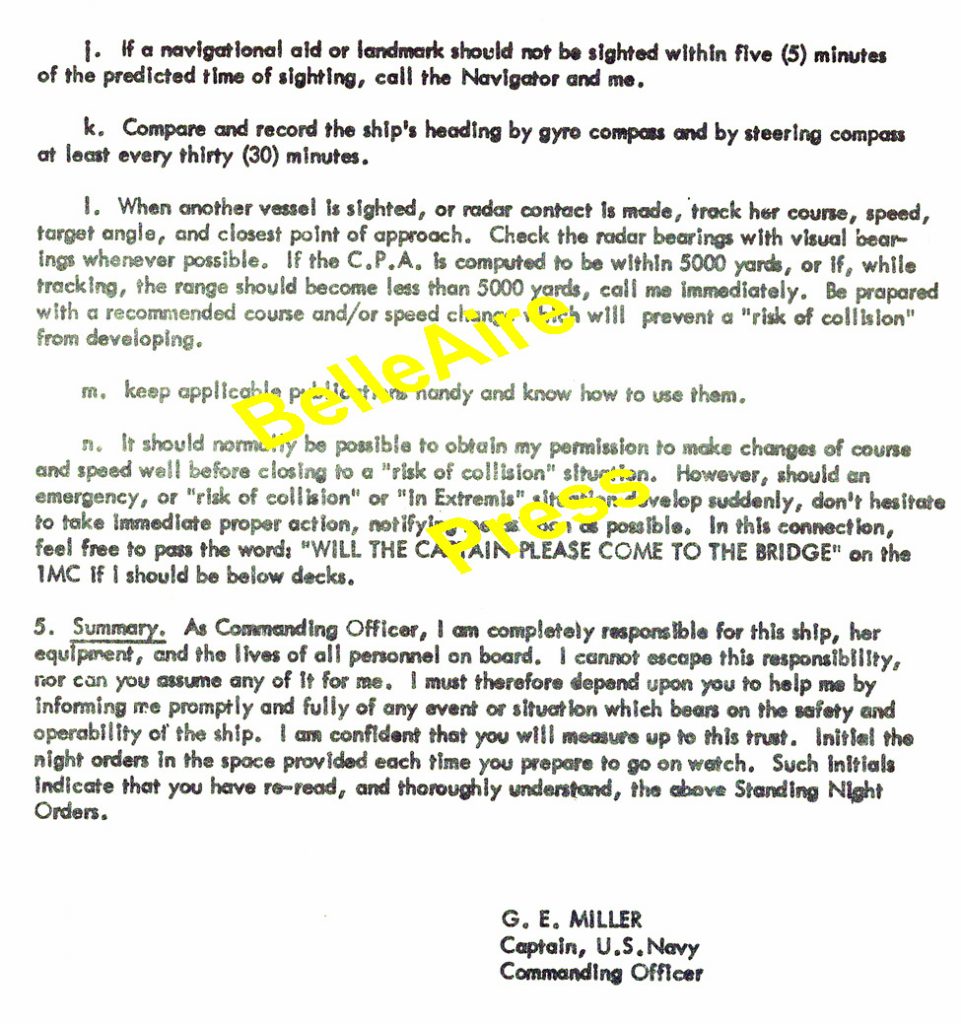 Carrier Captain's Night Orders "Call Me..." BelleAire Press, LLC